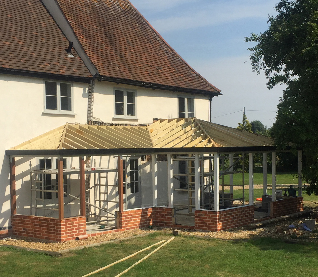 A timber frame extension in Suffolk